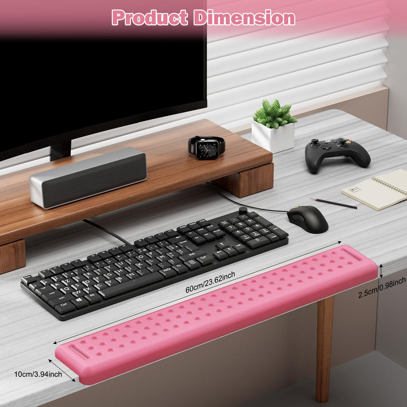Leolee L-Shaped Desk Long Wrist Rest Elbow 60CM, Pink Memory Foam Arm Rest for Desk with Non-Slip Base, Ergonomic Desk Edge Cushion, Wrist Support for Computer Keyboard, Typing, Office, Home Pink-60cm-1pcs