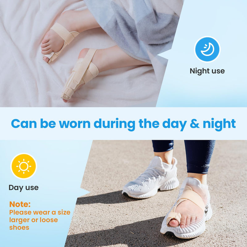 Big Toe Splint for Women & Men, Broken Big Toe Support Brace for Fracture Fixation,Sports Sprains,Injuries, Adjustable Big Toe Protector with 2 Stainless Steel Plates for Day & Night - Right（Beige） Beige