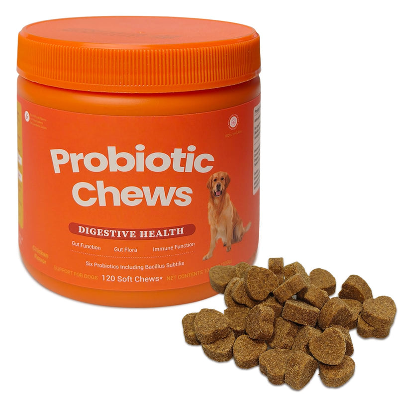 120 Chews Probiotics for Dogs with Digestive Enzymes for Gut Health, Gut Digestive Health Probiotic Chews Immune & Bowel,Functional Dog Supplement Chew for Pet Immune (300g)