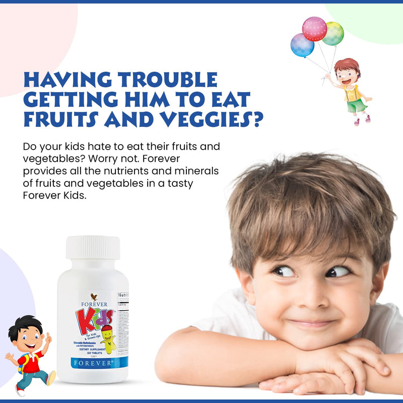 Forever Living - Kids Chewable Multivitamin - 120 Tablets (Pack of 2) | Contains Essential Vitamins, Grape Flavor, No Artificial Flavors, For Daily Children's Supplement Use
