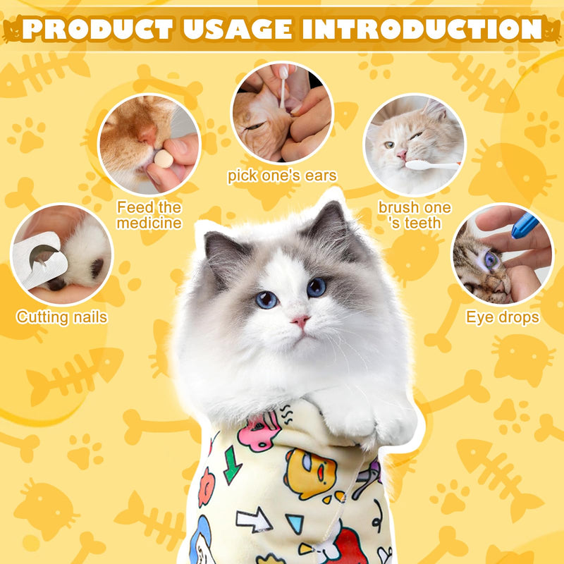 SPERMUOY Cat Grooming Wrap, Cat Wrap for Cutting Nails, Cat Grooming Cloth, Cat Restraints for Nail Clipping with Comb, Self-Adhesive Cat Wrap for Claw Cutting (70 x 70 cm) - BeesActive Australia