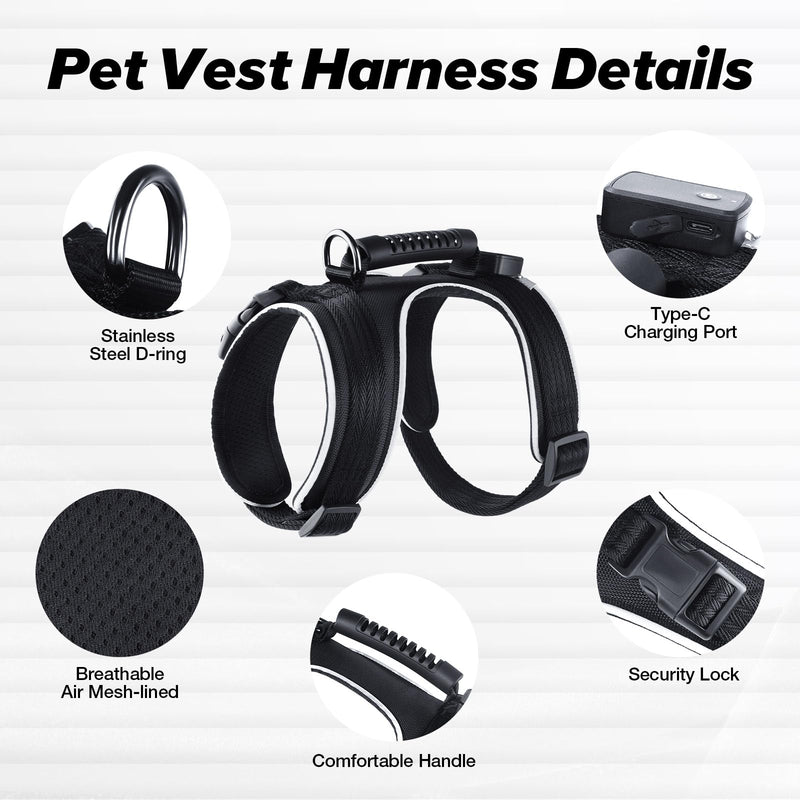 Light Up Dog Harness, 7 Color Changing LED Dog Harness, Rechargeable Rainproof Pet Harness for Night Walking, Adjustable Soft Padded Dog Vest, Glowing Dog Vest Harness for Medium and Large Dogs L - BeesActive Australia