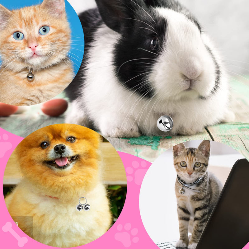 TOAOB Pack of 8 25 mm Pet Cat Bells Tracker Bell Small Dog Collar Handmade Hanging Vintage Bells with 4 Pendant Key Ring Pet Accessories - BeesActive Australia