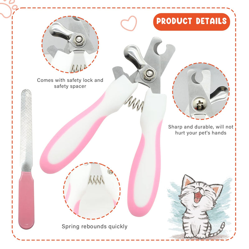 Cat Grooming Kit Set with Pet Shedding Slicker Brush Nail Clipper Trimmer Pet Massage Bath Glove Flea Comb for Bunny Puppy Kitten Guinea Pig Chinchilla Ferret Small Animals (Red, Pink) Red, Pink - BeesActive Australia