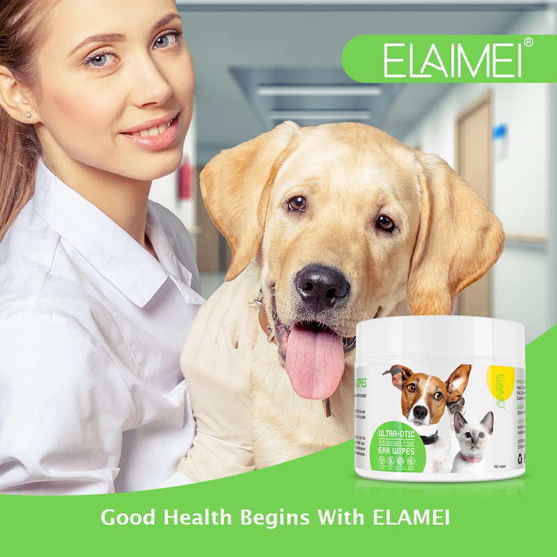 Dog Ear Cleaner Treatment, Cat Ears Cleaning Finger Pads Wipes-100 Disposable Wipes for Dogs, Biodegradable Pet Grooming Essentials for Ideal for Puppies and Pet Care Infection 100PC Ear Wipes - BeesActive Australia