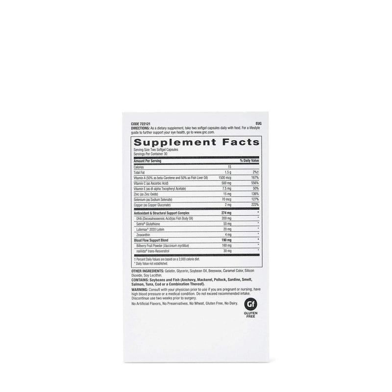 GNC Eye Health Formula, Supports Eye Health with Lutein | Features Lutemax 2020 Lutein Antioxidant, Vitamins A, C and E, Beta Carotene, Selenium, Copper and Zinc, Supports Blood Flow