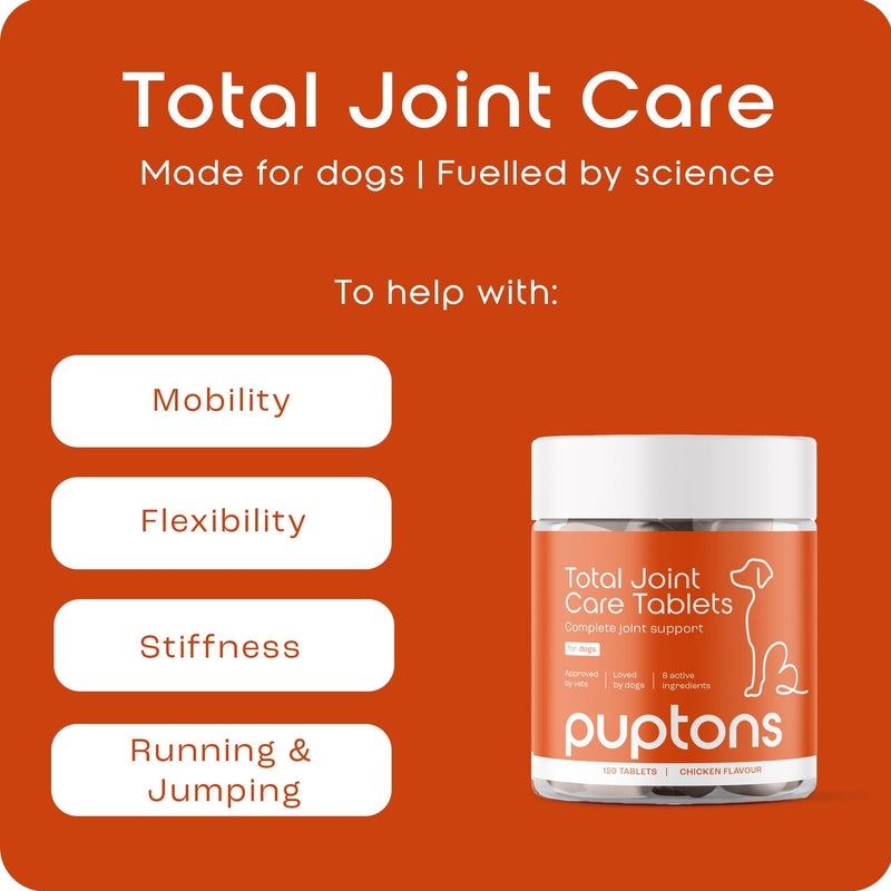 puptons Joint Care Supplement for Dogs | Reduce Stiffness & Improve Mobility with Green Lipped Mussel, MSM & Glucosamine | All Ages of Dogs, Natural Anti-Inflammatory | 30 Tablets