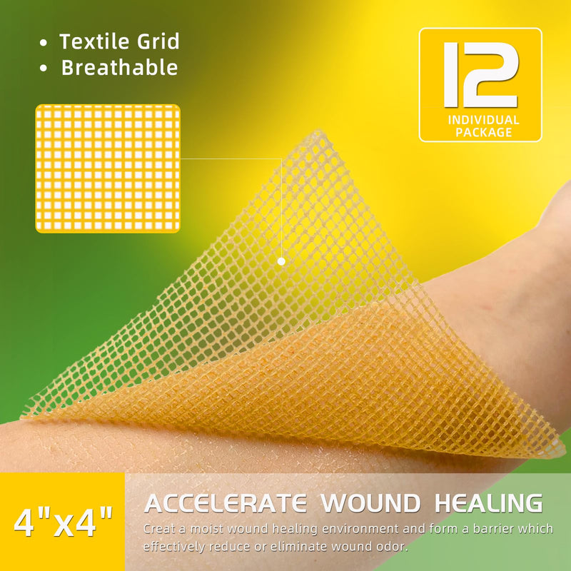Manuka Honey Gauze Dressing, 12 Individual Pack, 4"x4" Patches, Manuka Honey Wound Care Gauze, for Cuts, Scald and Burns for Wound Healing Dressing - BeesActive Australia