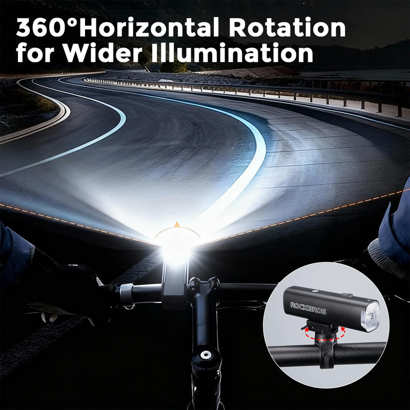 ROCKBROS 1800 Lumens Bike Light 5000mAH USB C Rechargeable Bike Headlight IPX6 Waterproof Bicycle Front Smart Light Glare Protection for Night Riding - BeesActive Australia