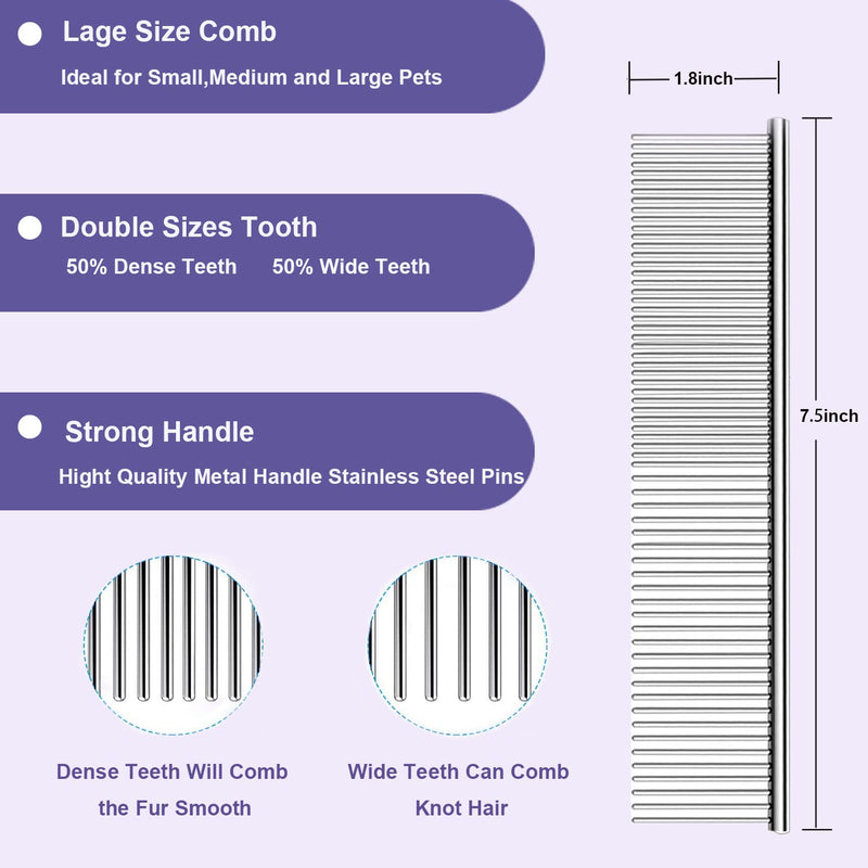 Slicker Brush for Dogs & Pet Comb Value Kit,Large Dog Slicker Brush for Goldendoodles Poodles Doodle with Ergonomic Solid Wooden Handle Best Extra Long Pin Dog Grooming Brush Haired Dogs (purple) purple - BeesActive Australia