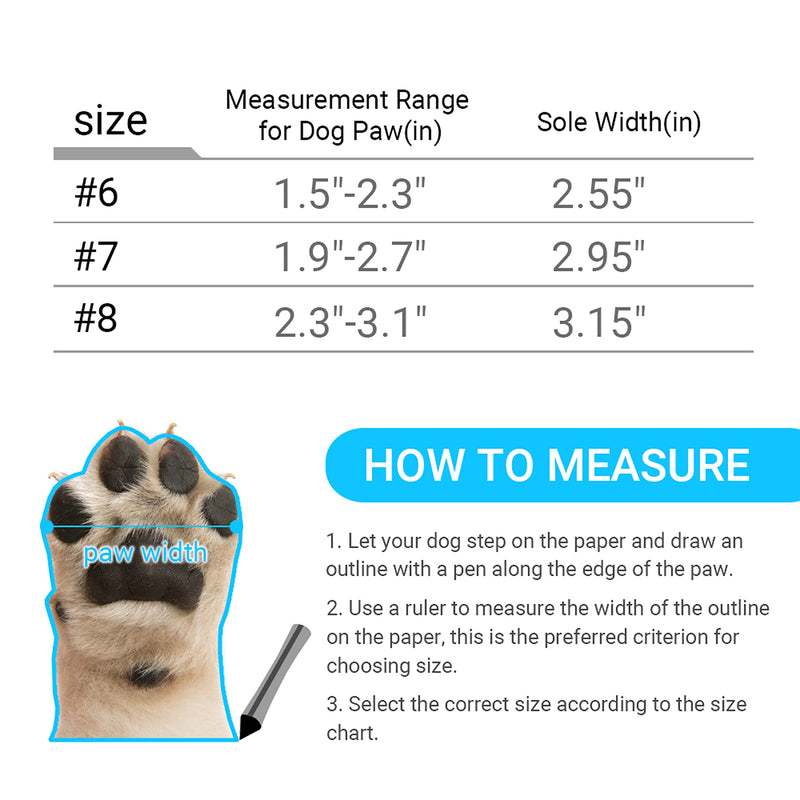 FLYSTAR Dog Shoes for Medium Large Dogs, Waterproof Anti-Slip Rain/Snow Winter Warm Outdoor Dog Boots, Adjustable Reflective Rubber Sole Paw Protector Dog Shoes for Running Hiking Walking,etc. #8 ( paw width : 2.3" -3.1") - BeesActive Australia