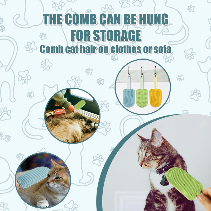 3pcs Cat Tongue Combs, 2024 New Cat Grooming Brushes with 1 Spray Bottle Cat Shedding Brush for Long Haired Cats Ice Cream Cat Fur Remover Comb for Easily Removes Fur Reducing Hairballs - BeesActive Australia