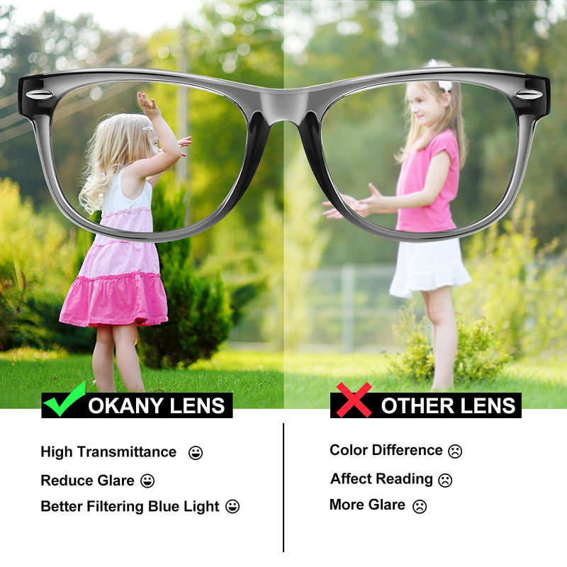 Okany Blue Light Glasses for Kids 3 Pack Blue Light Blocking Glasses for Teen Boys Girls Age 3-10 Grey Black+transparent+blue - BeesActive Australia