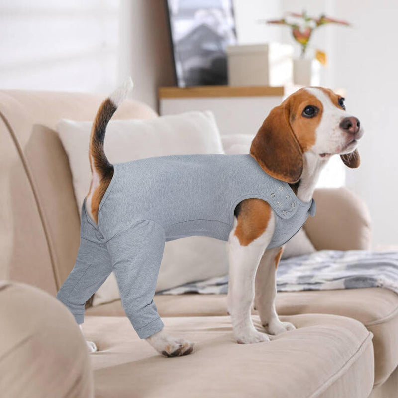 MHaustlie Dog recovery cover for hind legs, breathable dog surgical suit with zip, dog elbow bandages protection, E-collar and cone replacement against licking L grey - BeesActive Australia
