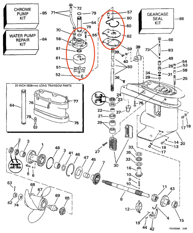 QuickMariner 393630 Outboard Water Pump Repair Kit Replacement Evinrude Johnson 20 25 30 HP Boat Engine Motors 0393630 5008191 Sierra 18-3382 20-30 HP - BeesActive Australia