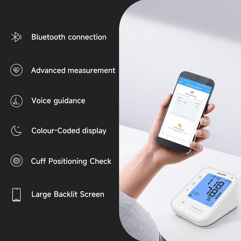 yuwell Bluetooth Blood Pressure Monitor, Extra Large Cuff for Home Use