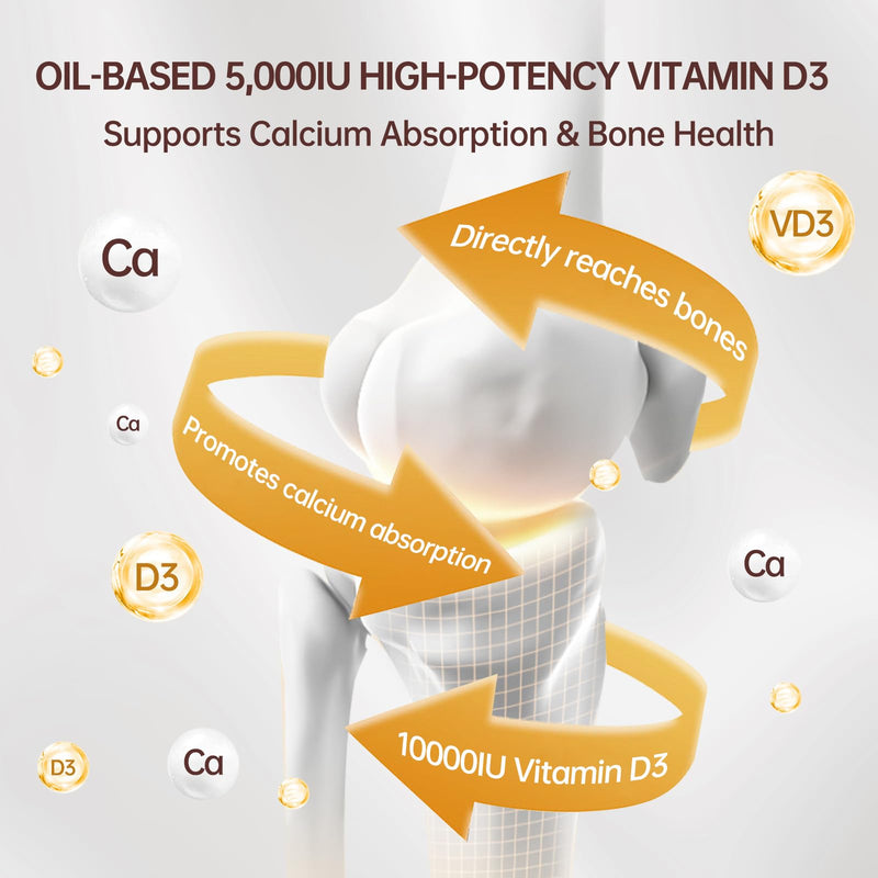300 Pcs Vitamin D3 K2 5000 IU + 100mcg, Coconut Oil, Gluten-Free, Non-GMO, Soy Free 5000 IU Coconut Oil 300 Softgels