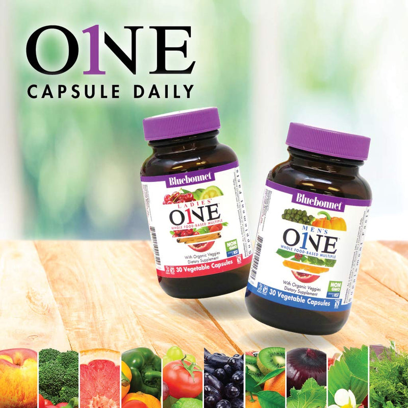 Bluebonnet Nutrition Men’s One Vegetable Capsule, Whole Food Multiple, K2, Organic, Energy, Vitality, Non-GMO, Gluten, Soy & Milk Free, Kosher, 3 Month Supply, 90 Count | Non-GMO, Vegetarian, Kosher, Gluten-Free, Soy-Free, Dairy-Free