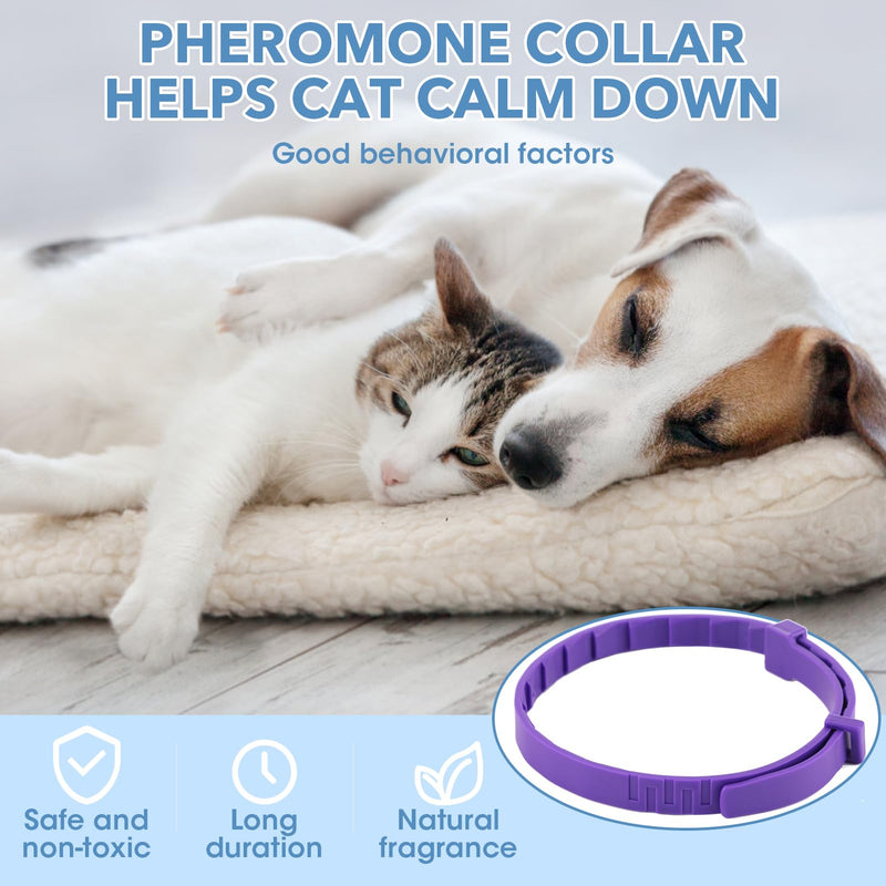 4 Pack Cat Anti-Stress Collar, Purple Anti-Anxiety Collar with Natural Pheromones with Adjustable Size, Anxiety Relief Collars, Lasts 30 Days, for Small and Large Cats - BeesActive Australia