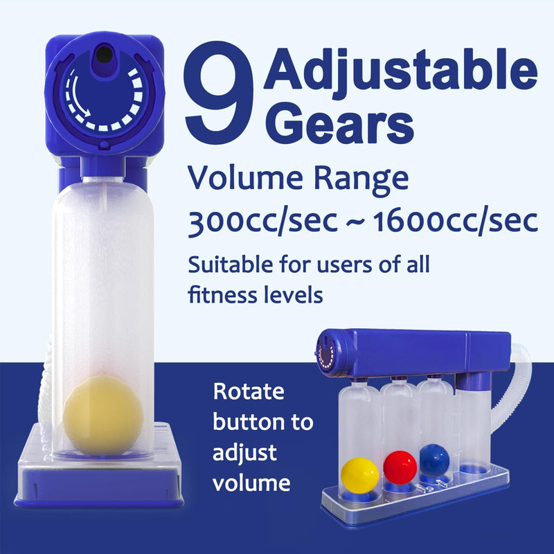 Home Use Breathing Exercise Device for Lungs, Lung Exerciser Device with Adjustable Volume Measurement (300cc/sec - 1600cc/sec) - Inhalation and Exhalation Modes - BeesActive Australia