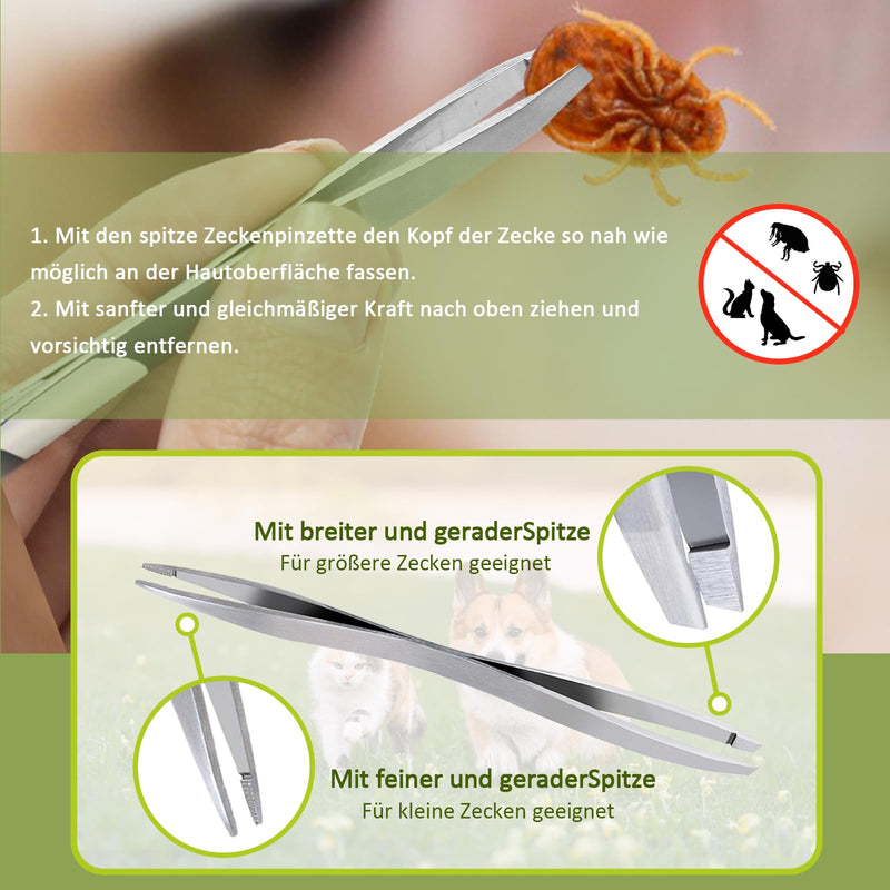 Nepfaivy tick tweezers for dogs, cats, humans - set of 5 tick tweezers for dogs with 2 tick hooks, 2 metal tick tweezers and 1 tick tweezers, simple and safe tick remover for children and pets, green + blue (with stainless steel). - BeesActive Australia