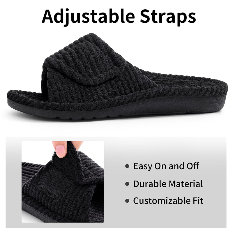 Litfun Orthopedic Slippers for Women Arch Support House Shoes 11 Women/9.5 Men Black