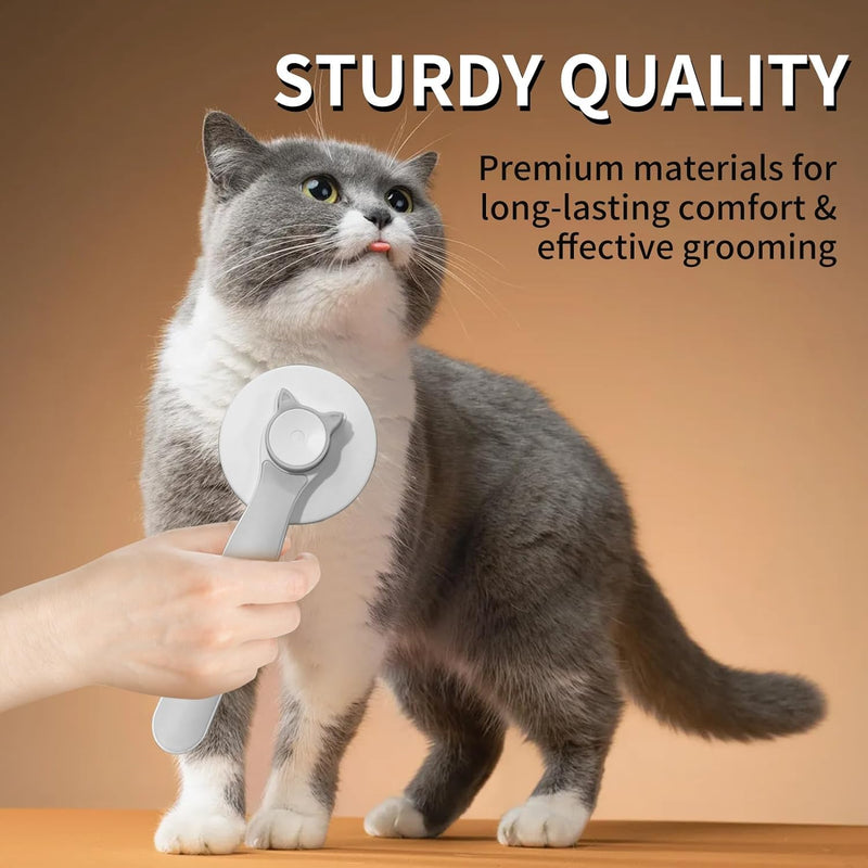 Versatile Pet Grooming Brush - Gently Removes Loose Undercoat, Suitable for Cats and Dogs, Ideal for Massage (Gray) Gray
