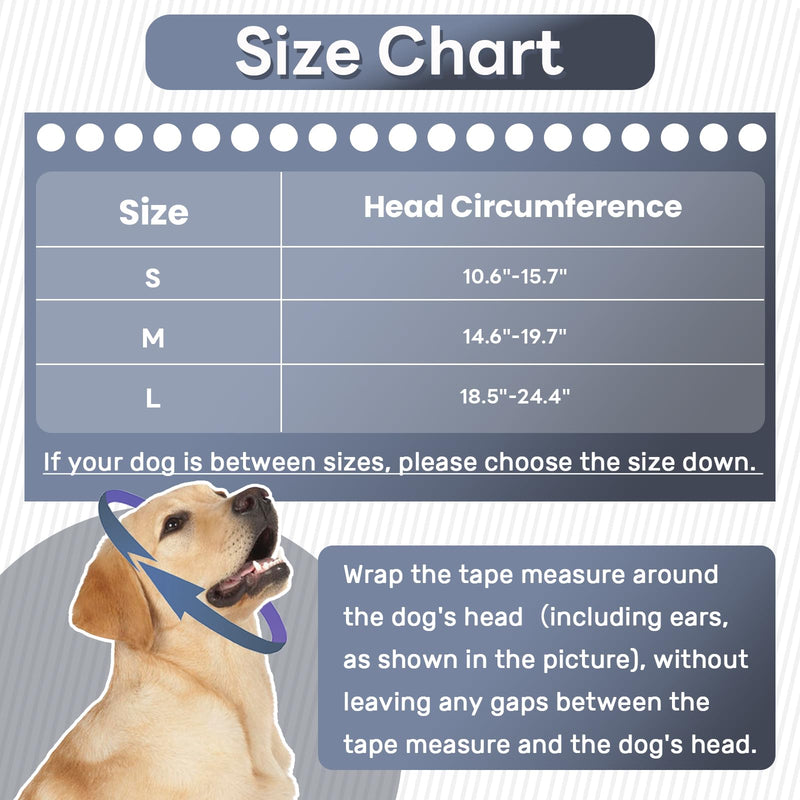 Nanaki Dog Calming Hoodie No Shake Ear Wraps for Dogs, Adjustable Head Protection Cover Doggy Muffs Head Warp, Pet Hematoma Ear Wrap for Anxiety Relief, Grooming and Force Drying, Bathing, Fireworks L(Head Girth:18.5"-24.4") Grey