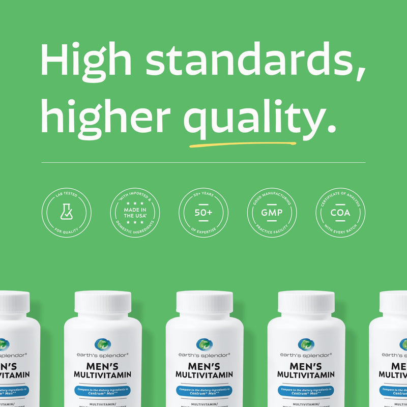Earth's Splendor Men Multivitamin Immune B12 A C D E K B6 120 Tablets | Men's Multivitamin Overall Wellness Metabolism Immune Vitamins A C D E K B6 B12 120 Tablets