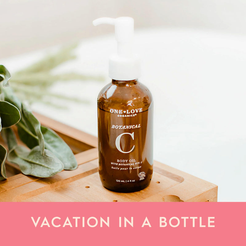 One Love Organics Botanical C Body Oil – Vitamin C Body Oil with Shea & Papaya Enzymes, Certified Organic & Cruelty Free 4 oz