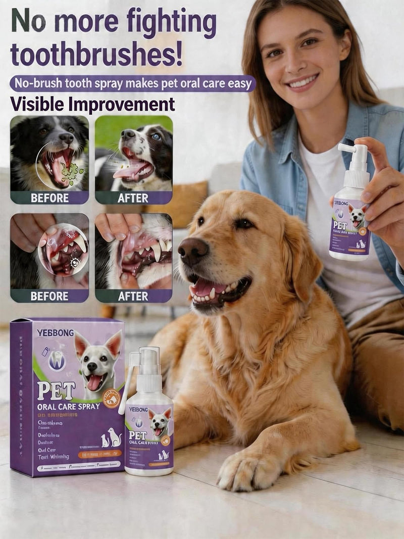 Natural Plant Extract Dog Breath Freshener Spray - No Brushing Oral Care Mist for Dogs & Cats, Gentle Alcohol-Free Formula for Plaque & Tartar Control