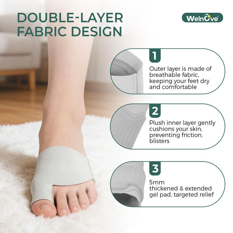 Welnove Metatarsal Pads with Bunion Relief - Upgraded Plush Lining - Ball of Foot Cushions for Metatarsalgia, Sesamoiditis, Morton's Neuroma - Forefoot Protection Sleeve with for Women Men (Size S) Gray Small
