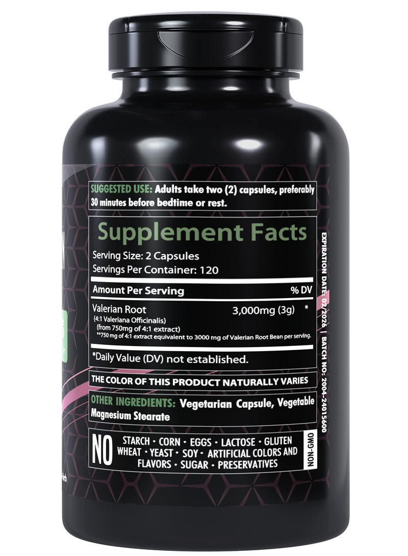 Valerian Root Capsules | 240 Pills | 3000mg | Ultra High Potency | Pure Organic Extract Supplement | Non-GMO & Gluten Free - BeesActive Australia