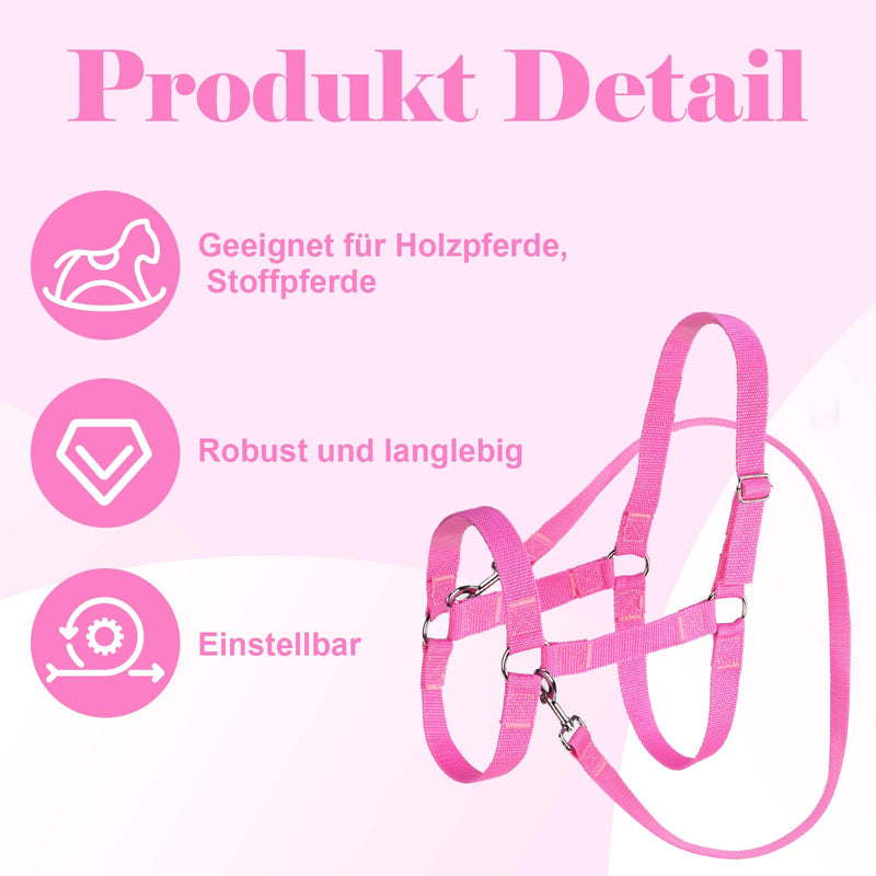 Wooden Horse Accessories Snaffle Bridle Pink Bitless Bridle Wooden Horse Halter with Adjustable Headpiece Bridle Mini Shetty Halter Halter for Garden Horse for Wooden Horse Toy Horses (Large) - BeesActive Australia