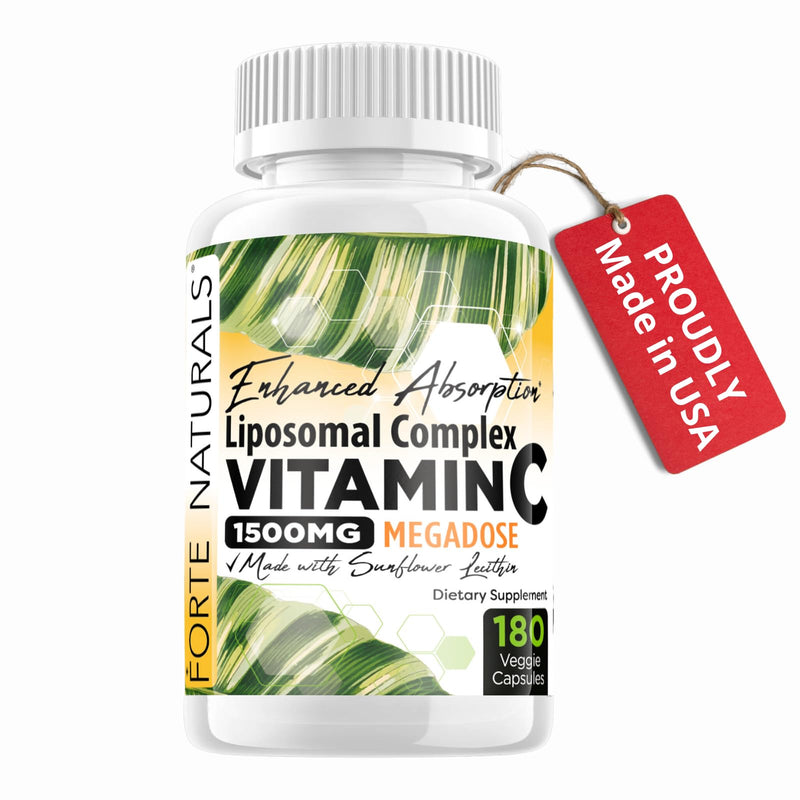 High Dose Vitamin C 1500mg Liposomal C Complex Supplement with Sunflower Lecithin Capsules Supplements Clogged Milk Sunflower Lecithin 180 Capsules Celebration Vitamins