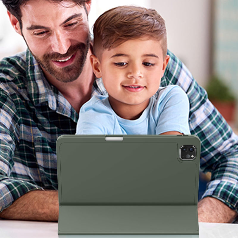 ZryXal New iPad Pro 13 Inch Case M4 (2024 Model, 7th Generation) with Pencil Holder, Smart iPad Case [Support Pencil Pro and Pencil (USB-C)], Support Touch ID and Auto Wake/Sleep (Dark Green) Dark Green - BeesActive Australia