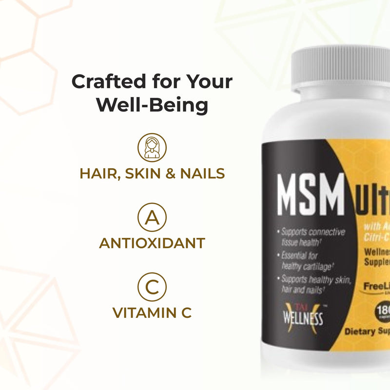 Youngevity Freelife MSM Ultra | 3,000 mg MSM + Proprietary Citri-C Complex Blend + Vitamin C | Ultimate Methylsulfonylmethane Supplement | Bone & Joint Support | 180 Count