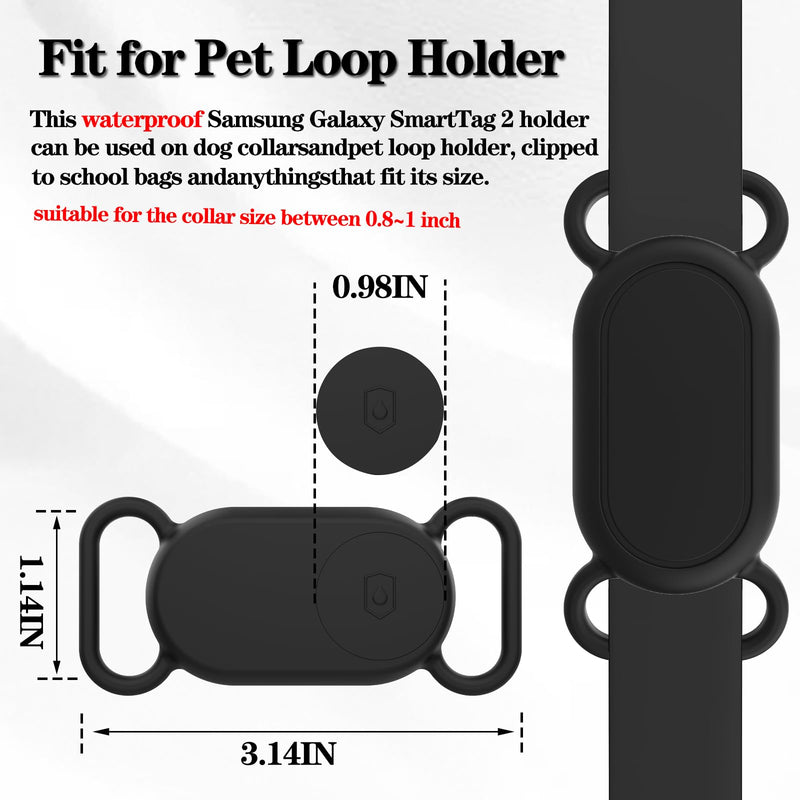 2 Pack Waterproof Dog Collar Holder Compatible with Samsung Galaxy SmartTag 2, Silicone GPS Tracker Hidden for Galaxy Smart Tag 2, Anti-Lost Dog Collar Galaxy Smart Tag 2 Case(Black,Black) Black,Black 2 Pack - BeesActive Australia