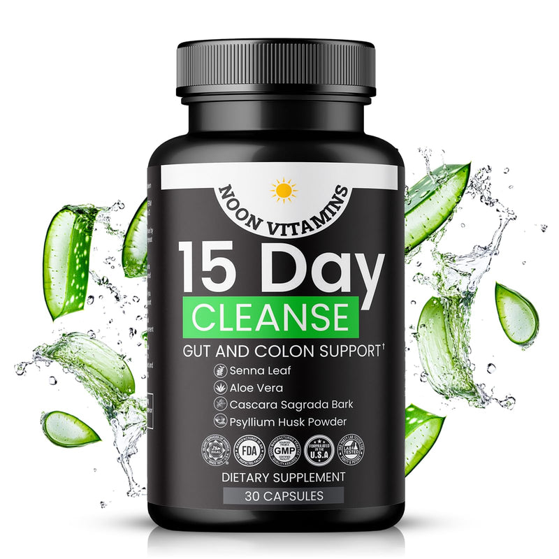 15-Day Colon Cleanse & Gut Detox – Natural Probiotic Cleanser with Senna Leaf, Psyllium & Aloe – Halal for Men & Women – Supports Digestive Health, Regularity & Bloating Relief – 30 Capsules