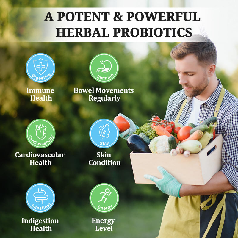 300 Billion CFU Probiotics 24 Strains + 15 Herbs Prebiotics, 60-Day Supply | Prebiotics and Probiotics for Women & Men, Probiotic Prebiotic for Overall Digestive, Gut, Immune, Constipation & Whole-Body 60 Count (Pack of 1)