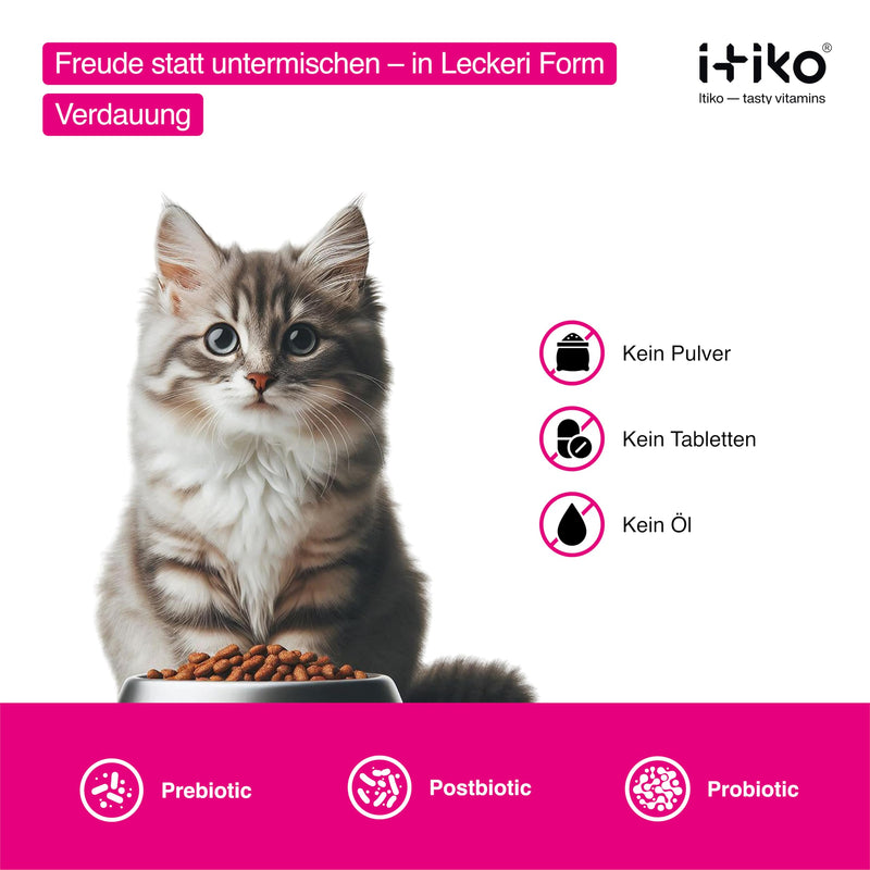 Itiko Digestive Snacks for Cats - Probiotics Cat Treats - Promotes Digestion - Alternative to Healing Clay - Psyllium Husk Cat, Cat Diarrhea - Dietary Supplement Cat Intestinal Flora - BeesActive Australia