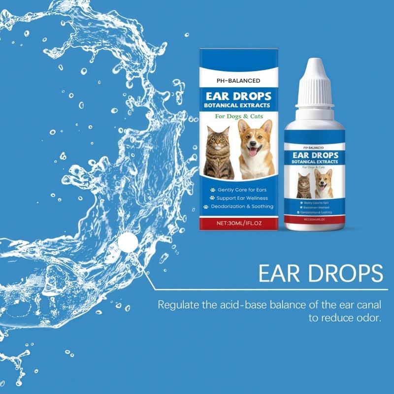 Cat & Dog Ear Cleaner Solution, Ear Mite Treatment for Dogs, Dog Ears Drops for Infection, Relieves Yeast Infections, Stops Odor, Soothes Scratching & Discomfort, Ears Care for Puppy and Cats