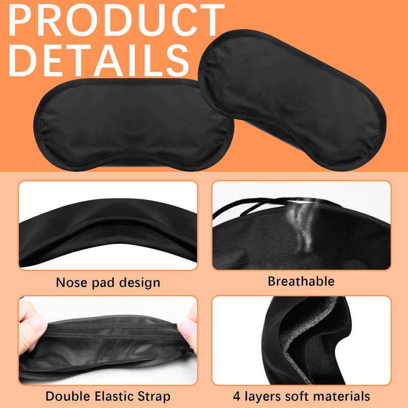 40 Pcs Eye Mask Sleep Masks Bulk Blindfolds for Team Building Party Games with Nose Pad and Adjustable Strap for Women Men 4 Layers Black Blindfold Sleeping Mask Black, 40 Pcs