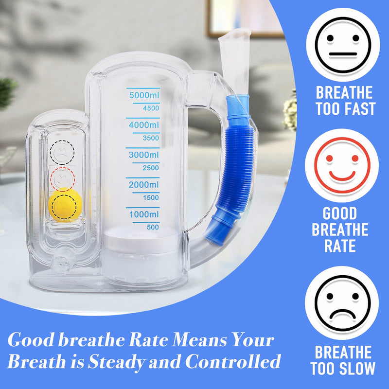 Breathing Exercise Device for Lungs,Deep Breathing Trainer for Children and Adult,5000ml Volume Measurement with Flow Rate Indicator. - BeesActive Australia