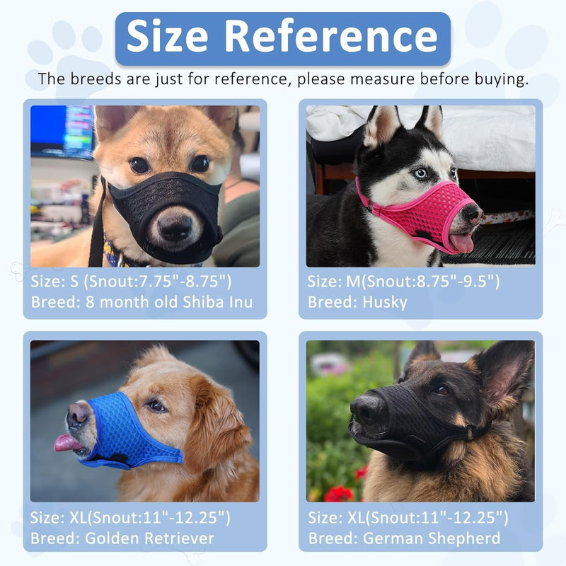 Dog Muzzle, Soft Muzzle for Large, Medium and Small Dogs to Prevent Biting, Chewing and Barking with Ring and Adjustable Strap for Vet Training (Black, M) - BeesActive Australia