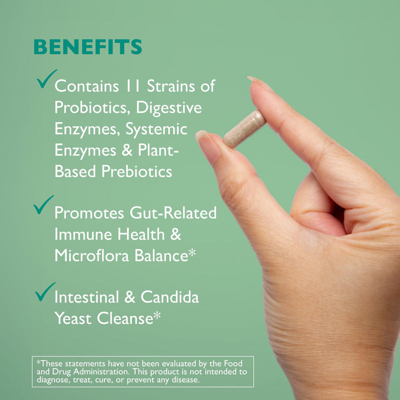 Floracor – Probiotics & Enzymes to Support Intestinal & Gut Heath –180 Vegetarian Capsules