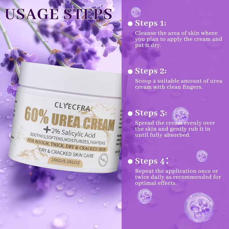 5-in-1 60% Urea Cream with 2% Salicylic Acid, Urea Cream 60 Percent for Feet & Hands- Maximum Strength Moisturizer for Rough, Dry, Thick & Cracked Skin, Callus Remover, Deep Hydration, 150g - BeesActive Australia