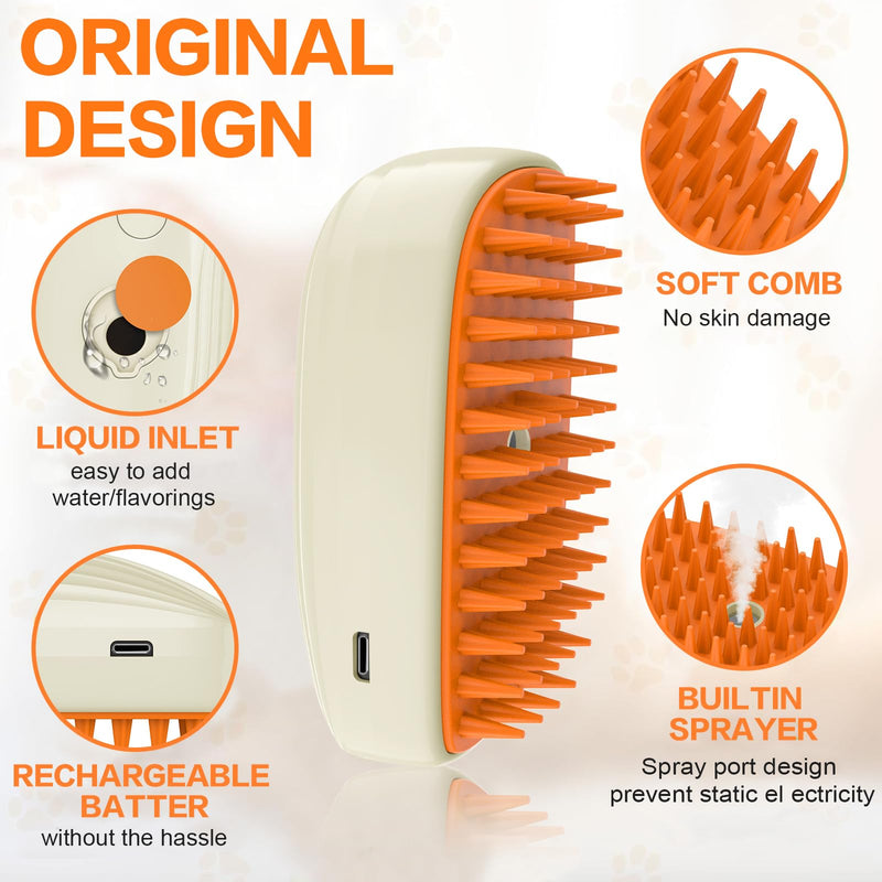 Cat brush with steam, 3-in-1 steam brush cat Steamy Brush cat steam brush for cats with spray cat brush with water cat steam brush grooming brush for cats and dogs for hair removal - BeesActive Australia