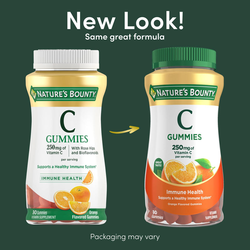 Nature's Bounty Vitamin C Gummies, 250 mg Vitamin C, 80 Count | Immune Health, Vitamin Supplement, Orange Flavored Gummies 80 Count (Pack of 1)