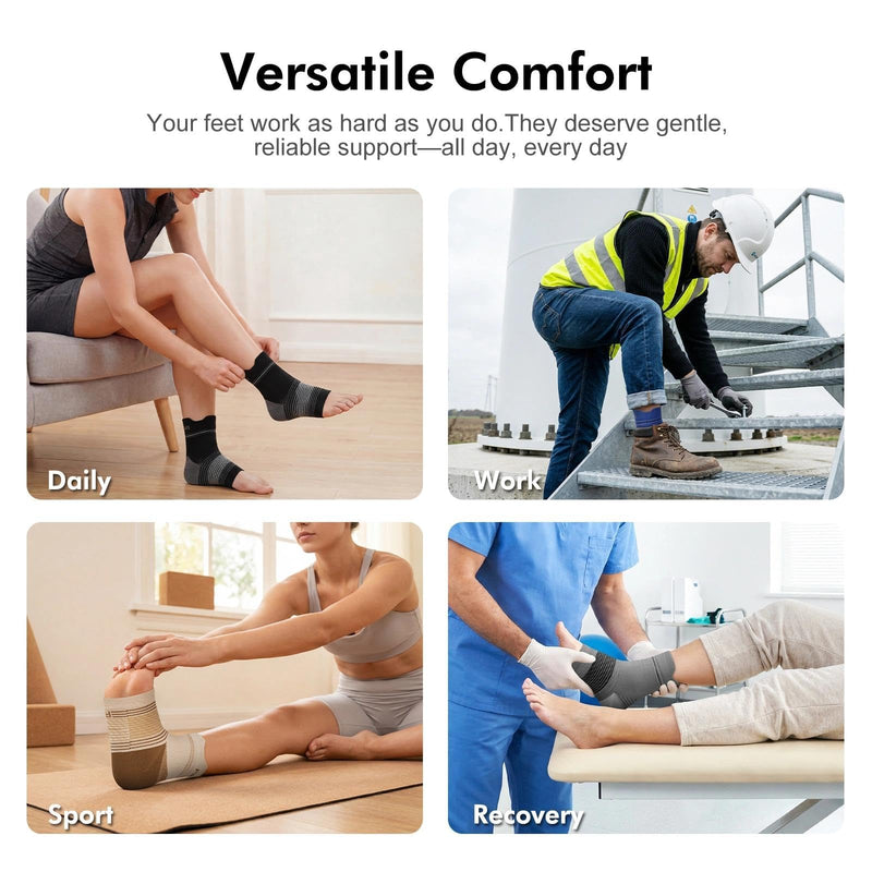 6 Pairs Plantar Fasciitis Socks for Men & Women, Ankle Brace Compression Socks with Arch Support for Achilles Tendonitis, Heel Pain, Swelling & Arthritis Relief, Black, X-Large Black(6 Pairs) X-Large (6 Pair) - BeesActive Australia